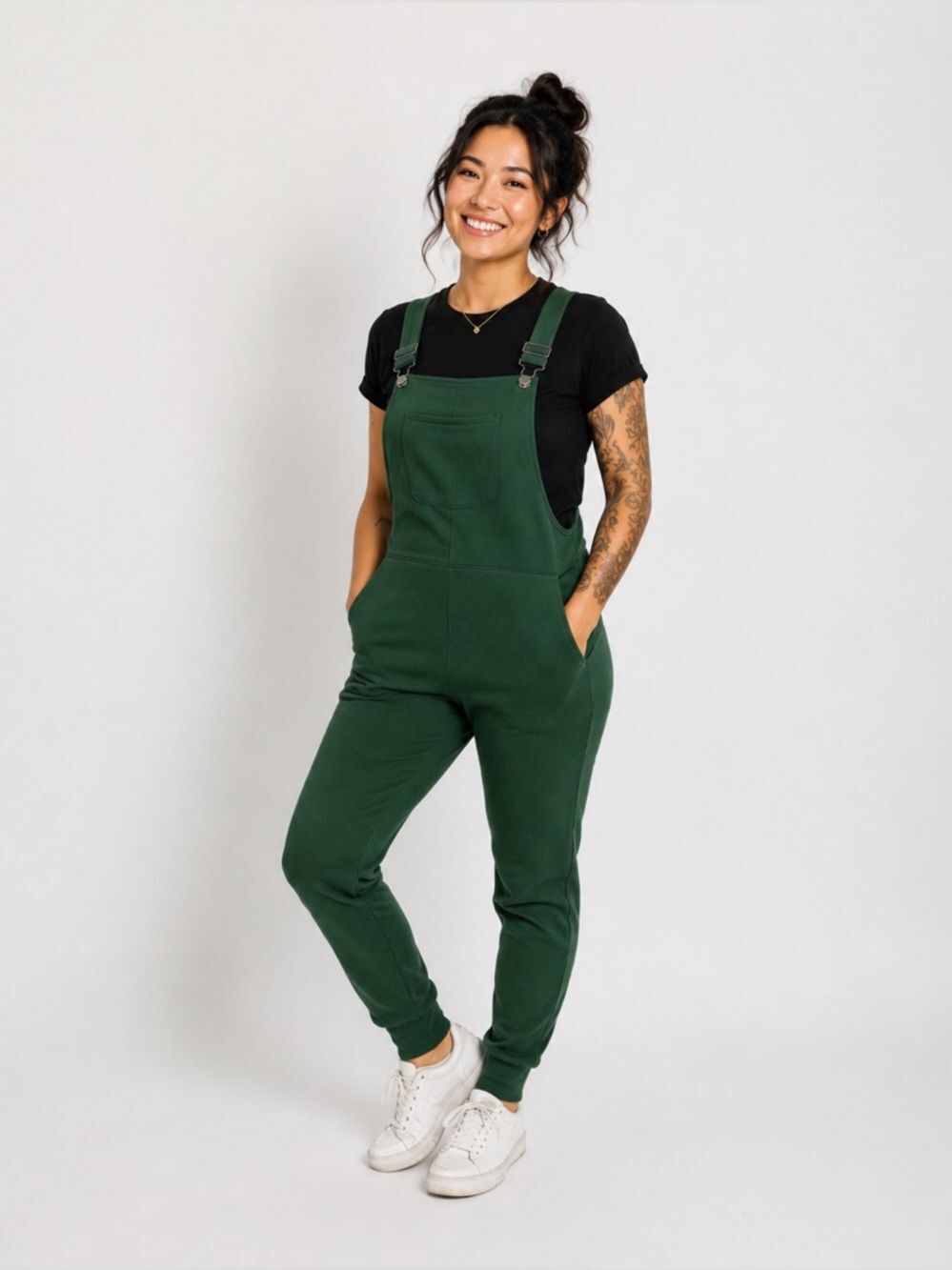 Swoveralls Forest Green Jogger Overalls Cotton Soft Lounge Jumpsuit Unisex L